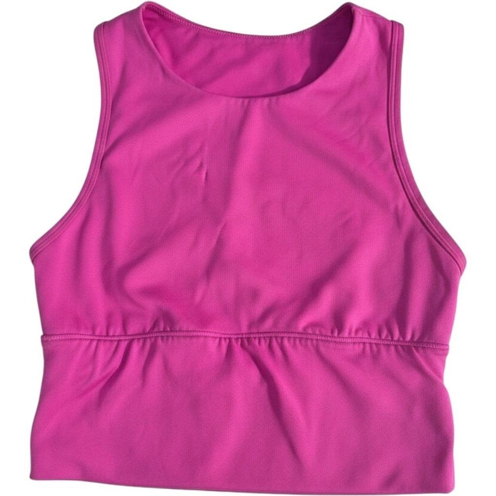 All in Motion Womens XS Magenta Pink Racerback Crop Tank Top Built-in Shelf Bra
